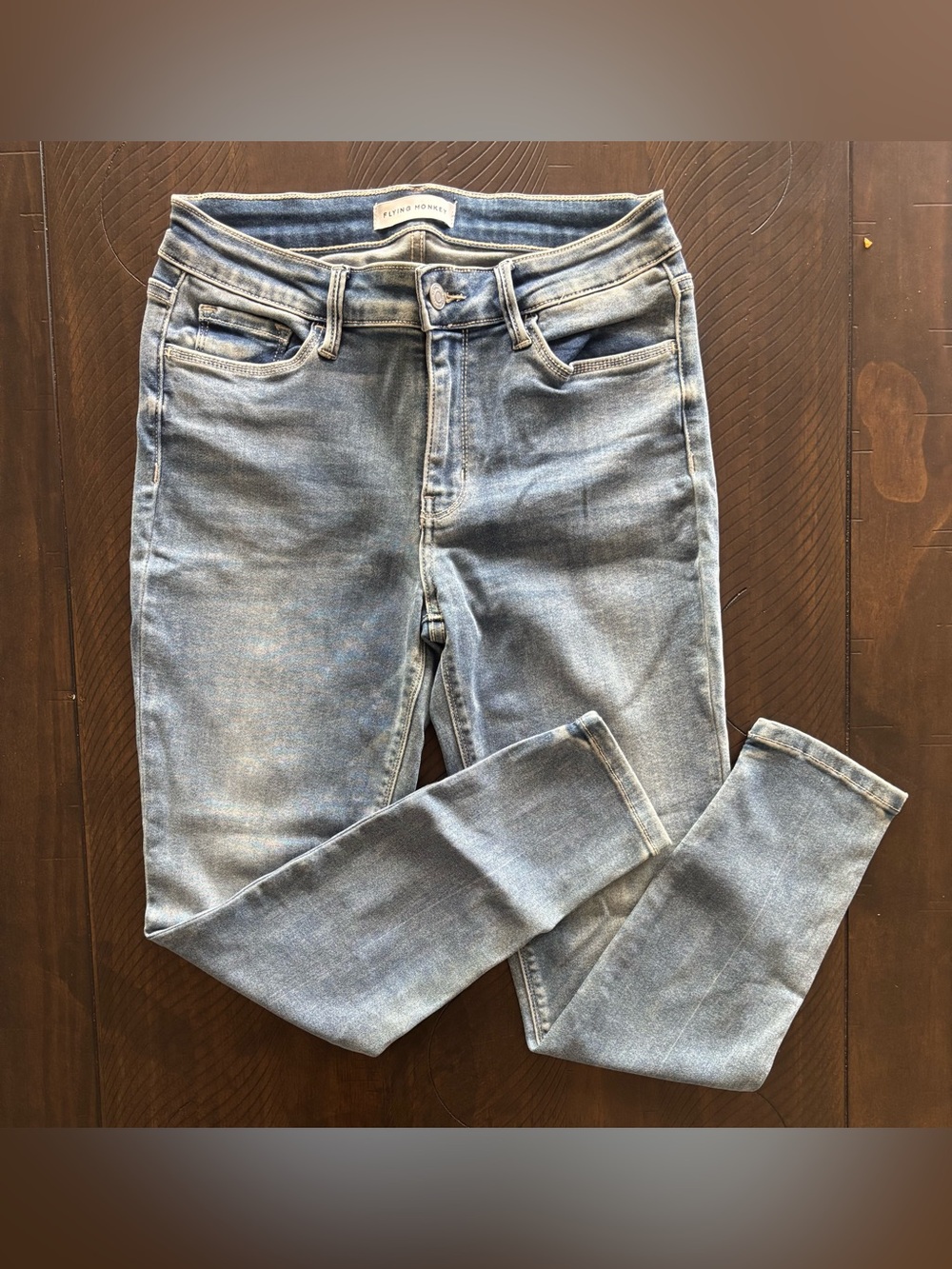 Flying Monkey Movie Mid Rise Super Soft Crop Skinny Jeans Blue Waist 29